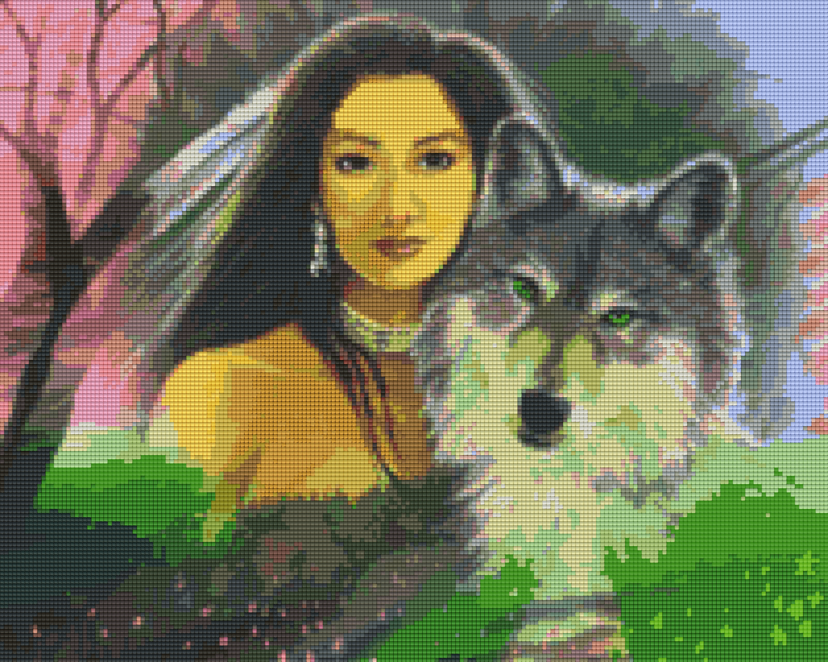 Pixelhobby Klassik Set - Frau mit Wolf im Frühling