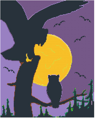 Pixelhobby Klassik Vorlage - Silhouette in Color - Owl