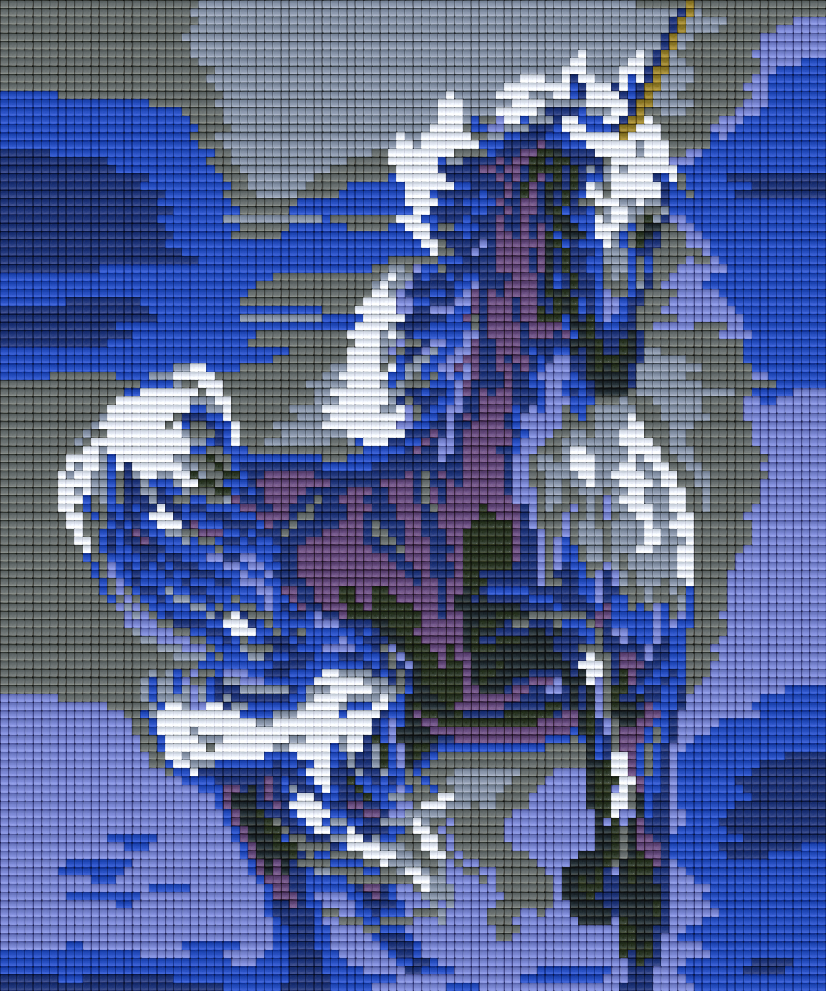 Pixel hobby classic template - unicorn in blue shades