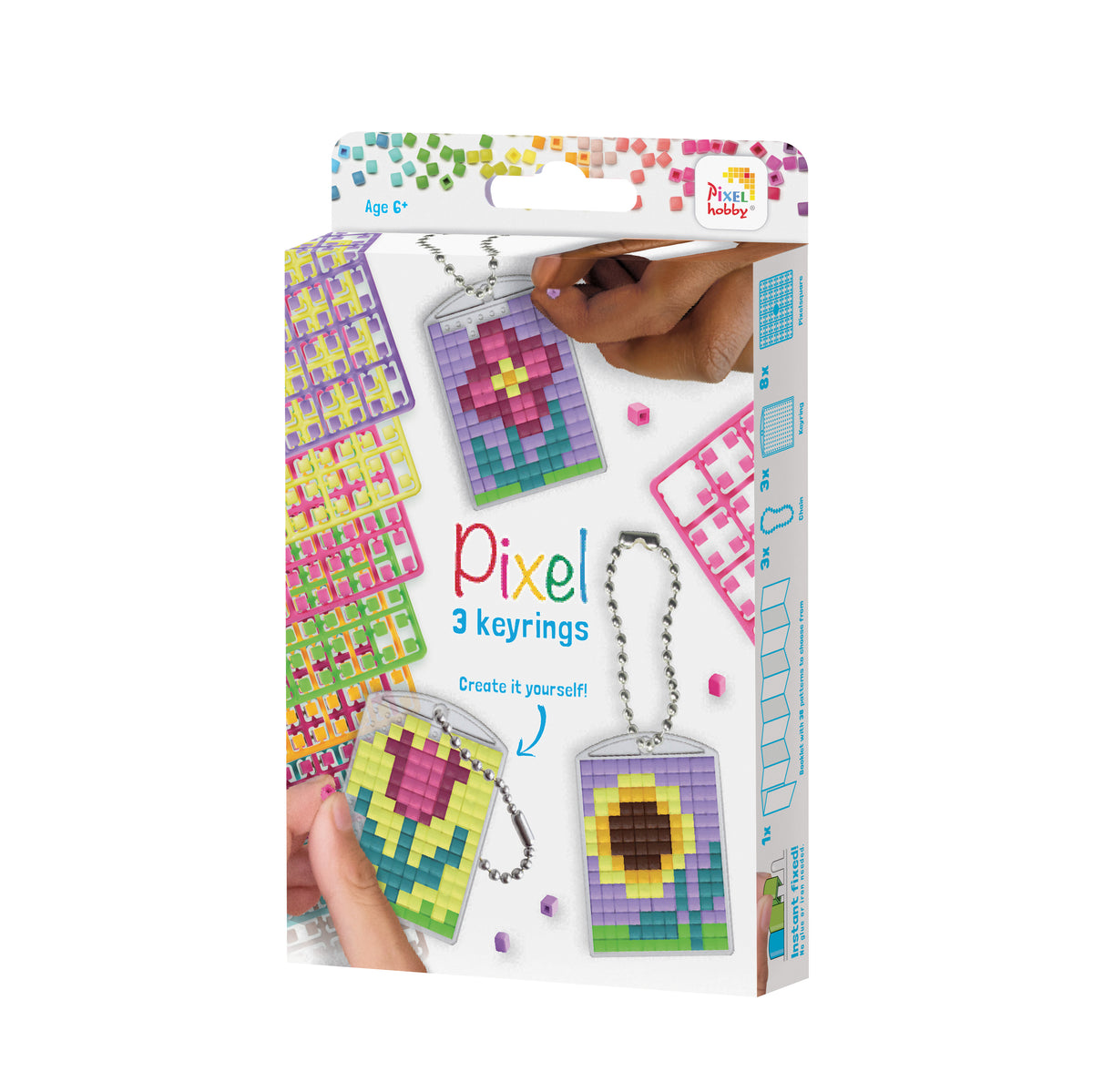 Pixelhobby Medaillon-Schlüssel Anhänger Set - Blumen