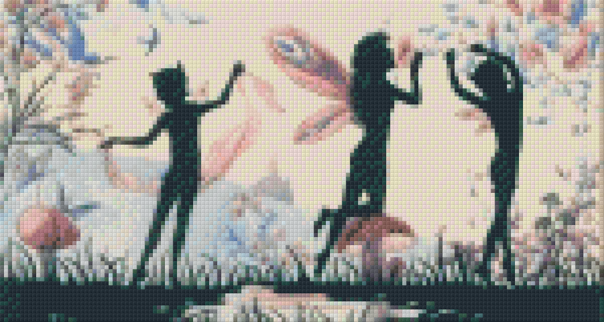 Pixelhobby Klassik Vorlage - Silhouette Engel beim Tanzen