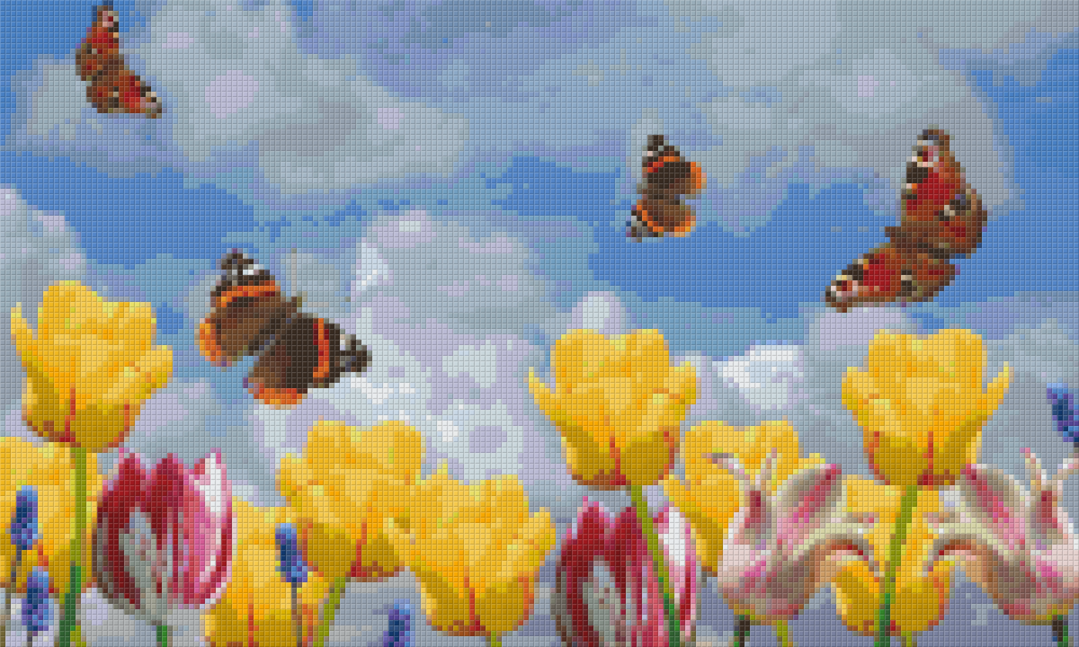 Pixelhobby Klassik Set - Schmetterlinge mit Tulpen