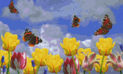 Pixelhobby Klassik Set - Schmetterlinge mit Tulpen