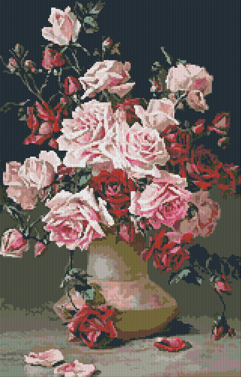 Pixelhobby Klassik Set - Rosa Rosen in der Vase