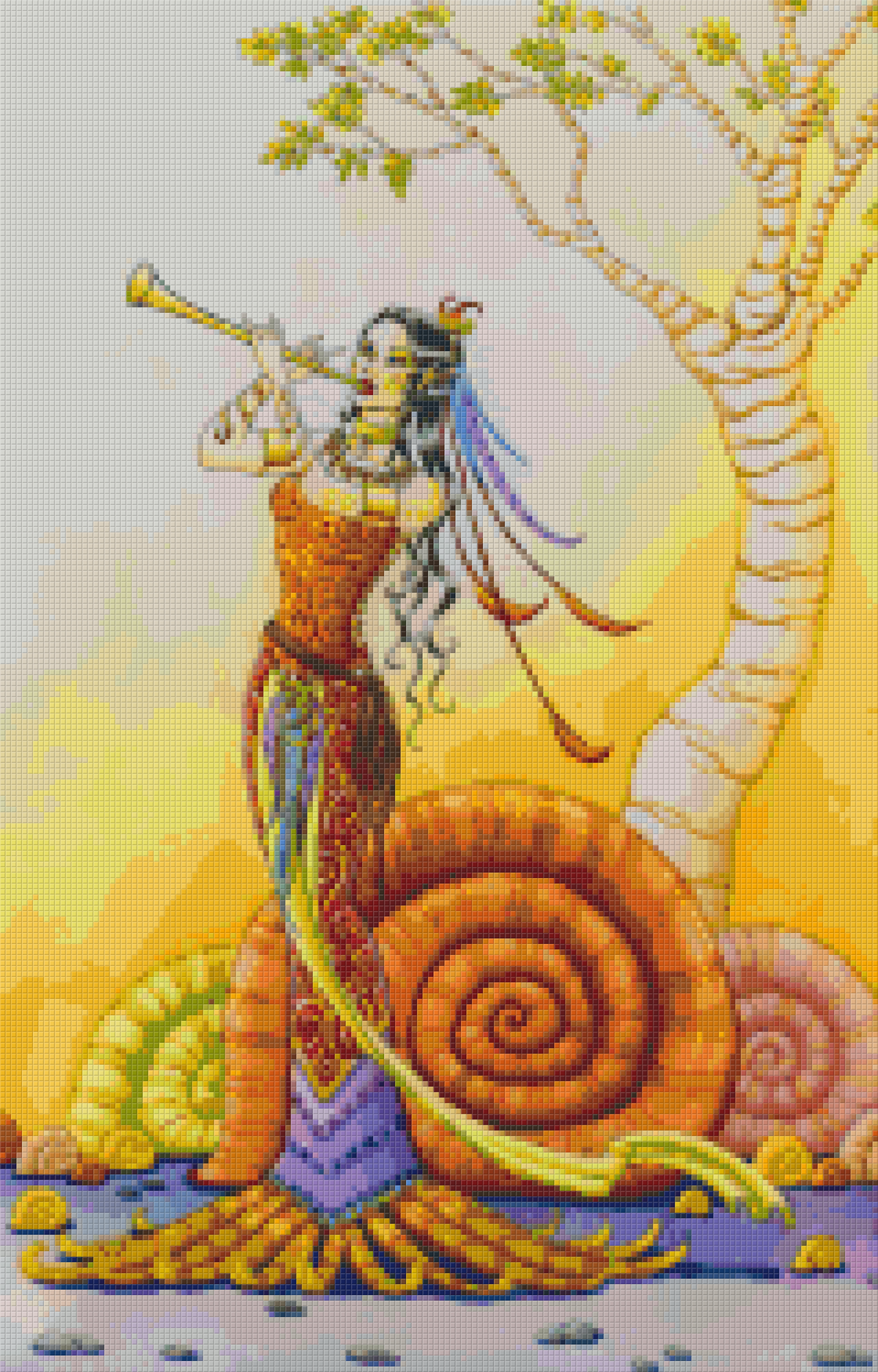 Pixelhobby Klassik Vorlage - Fantasie Blowing the Horn