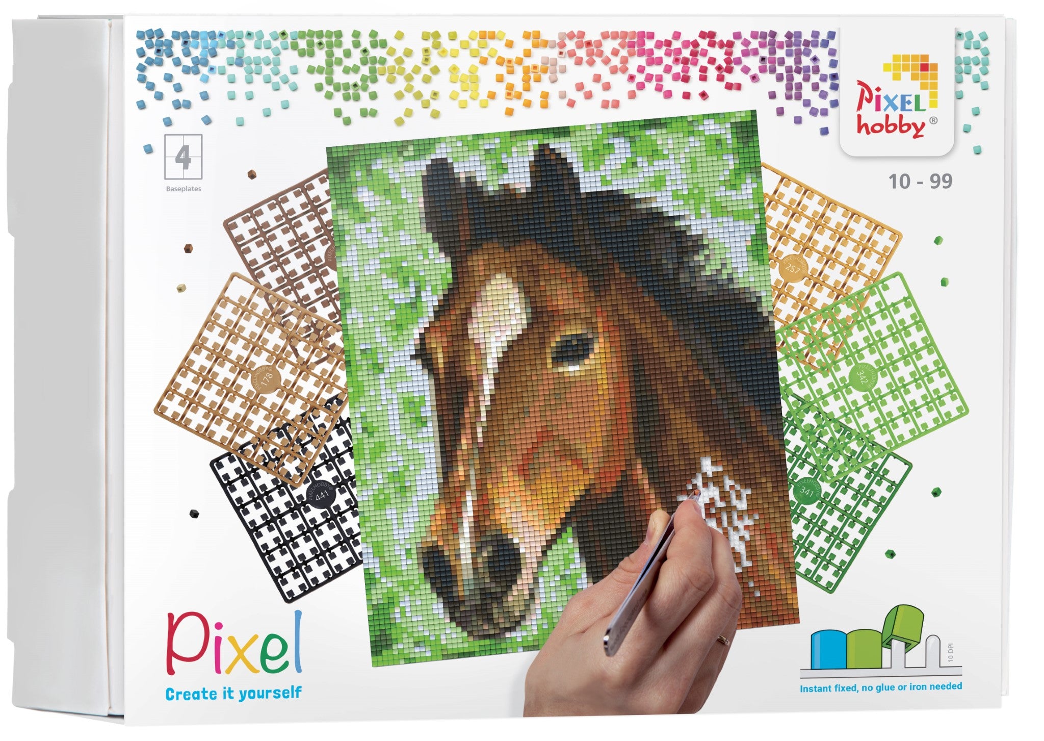 Pixelhobby Set mit 4 Basisplatten - Pferd