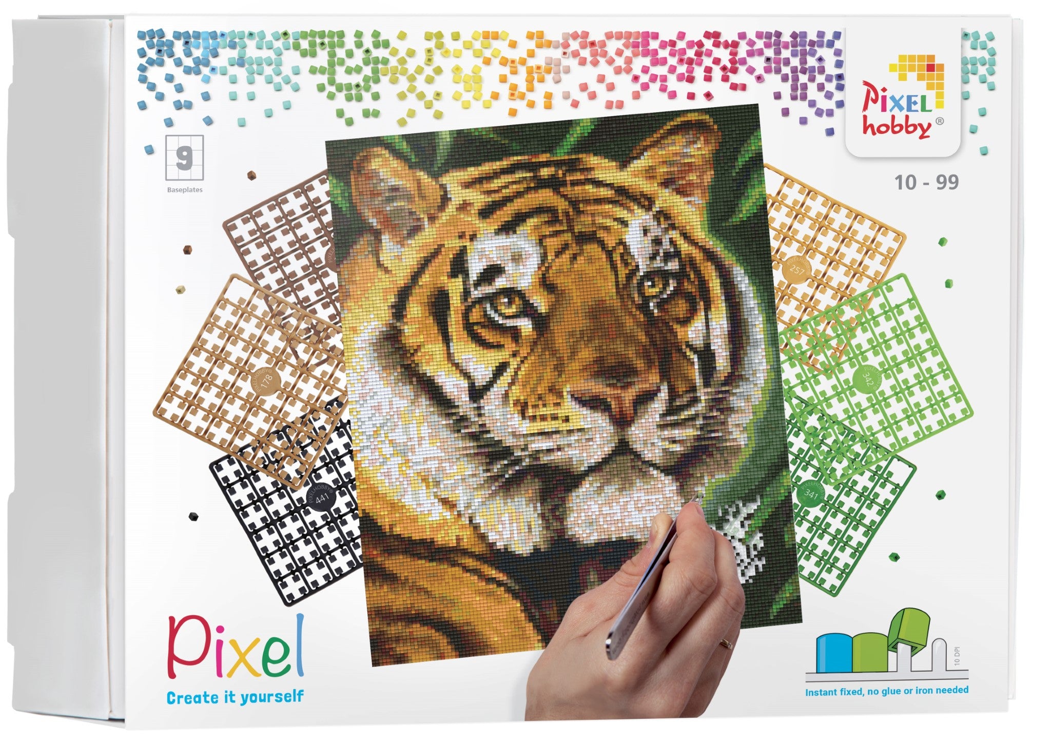 Pixelhobby Set mit 9 Basisplatten - Tiger