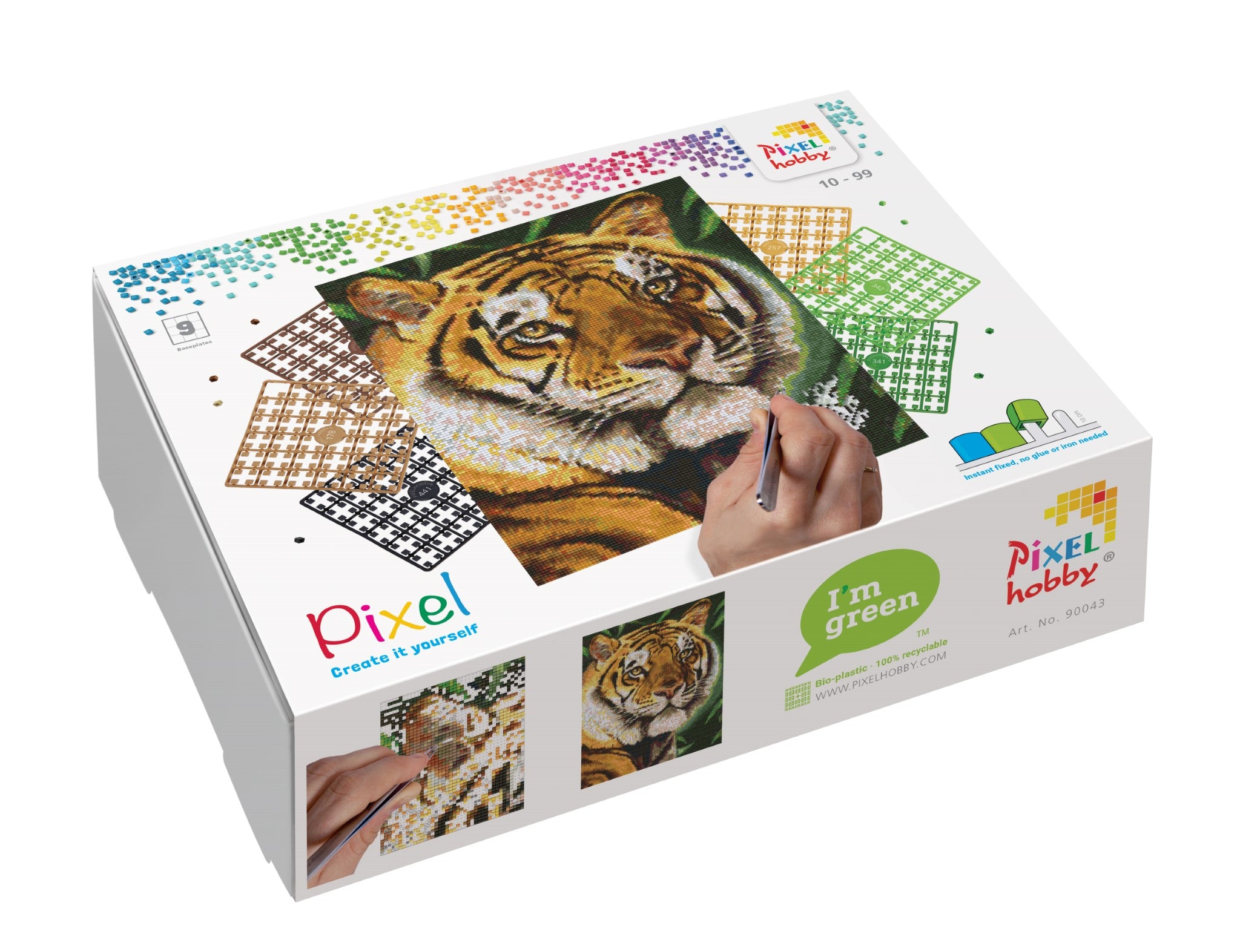 Pixelhobby Set mit 9 Basisplatten - Tiger