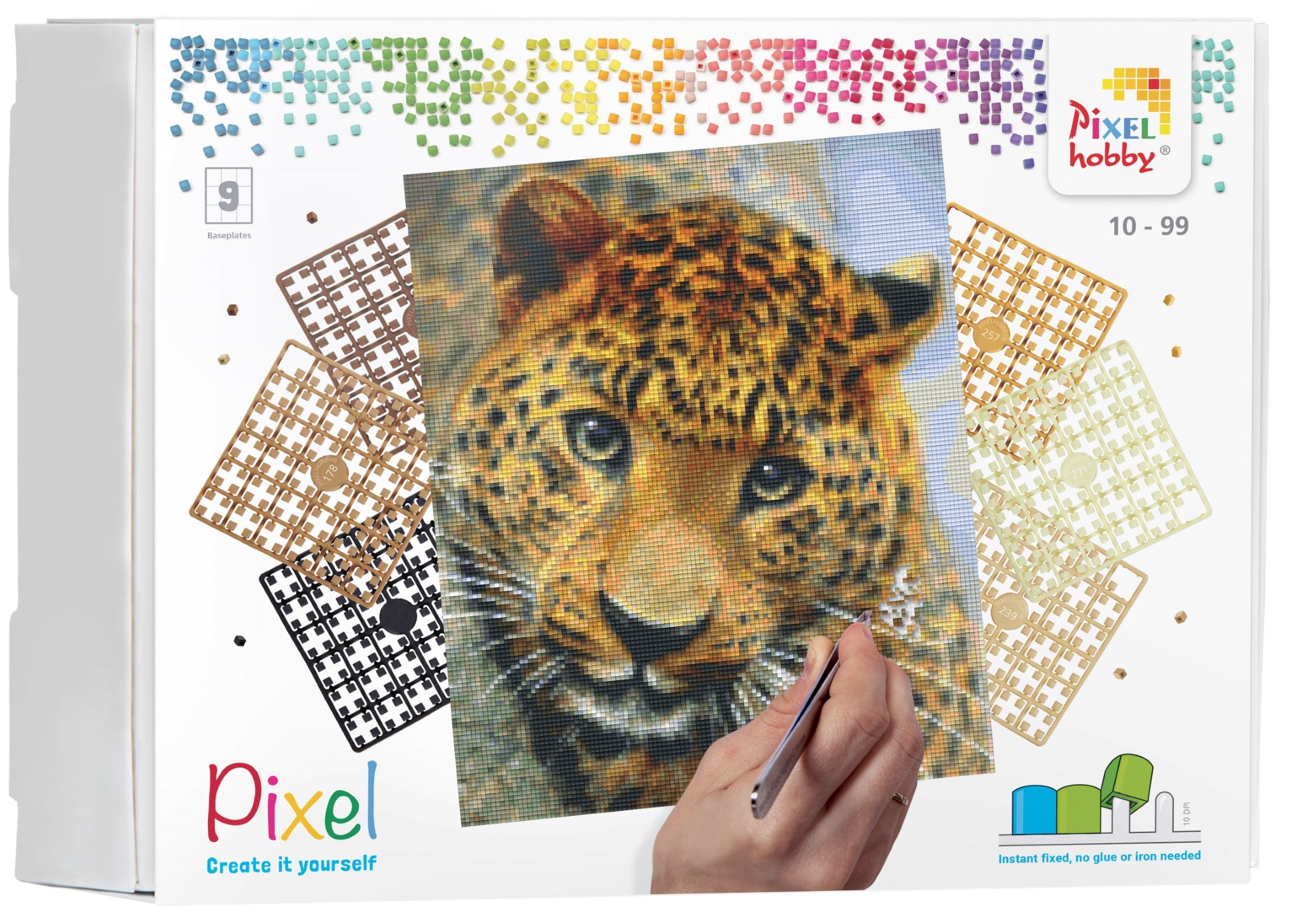 Pixelhobby Set mit 9 Basisplatten - Leopard