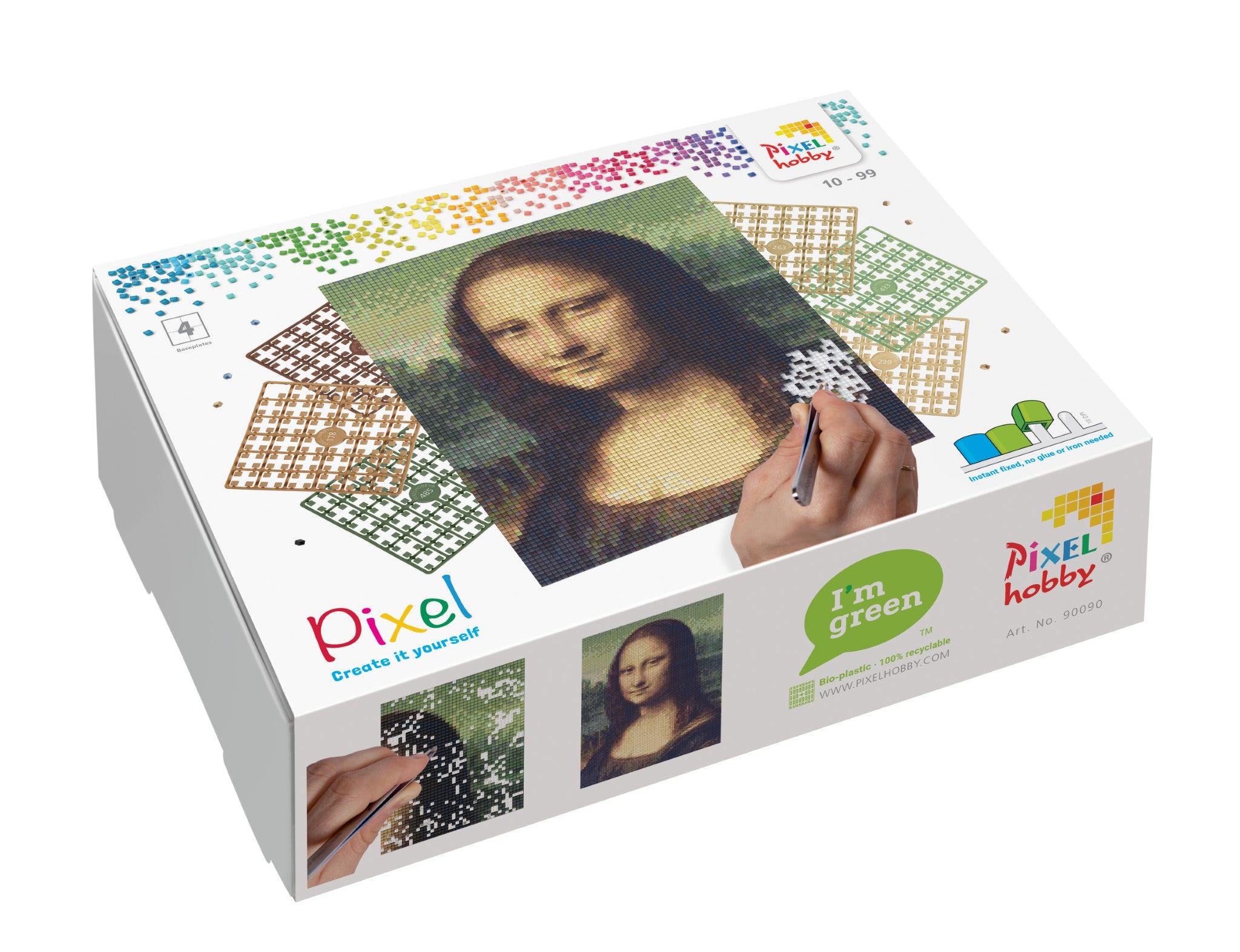 Pixelhobby Set mit 4 Basisplatten - Mona Lisa