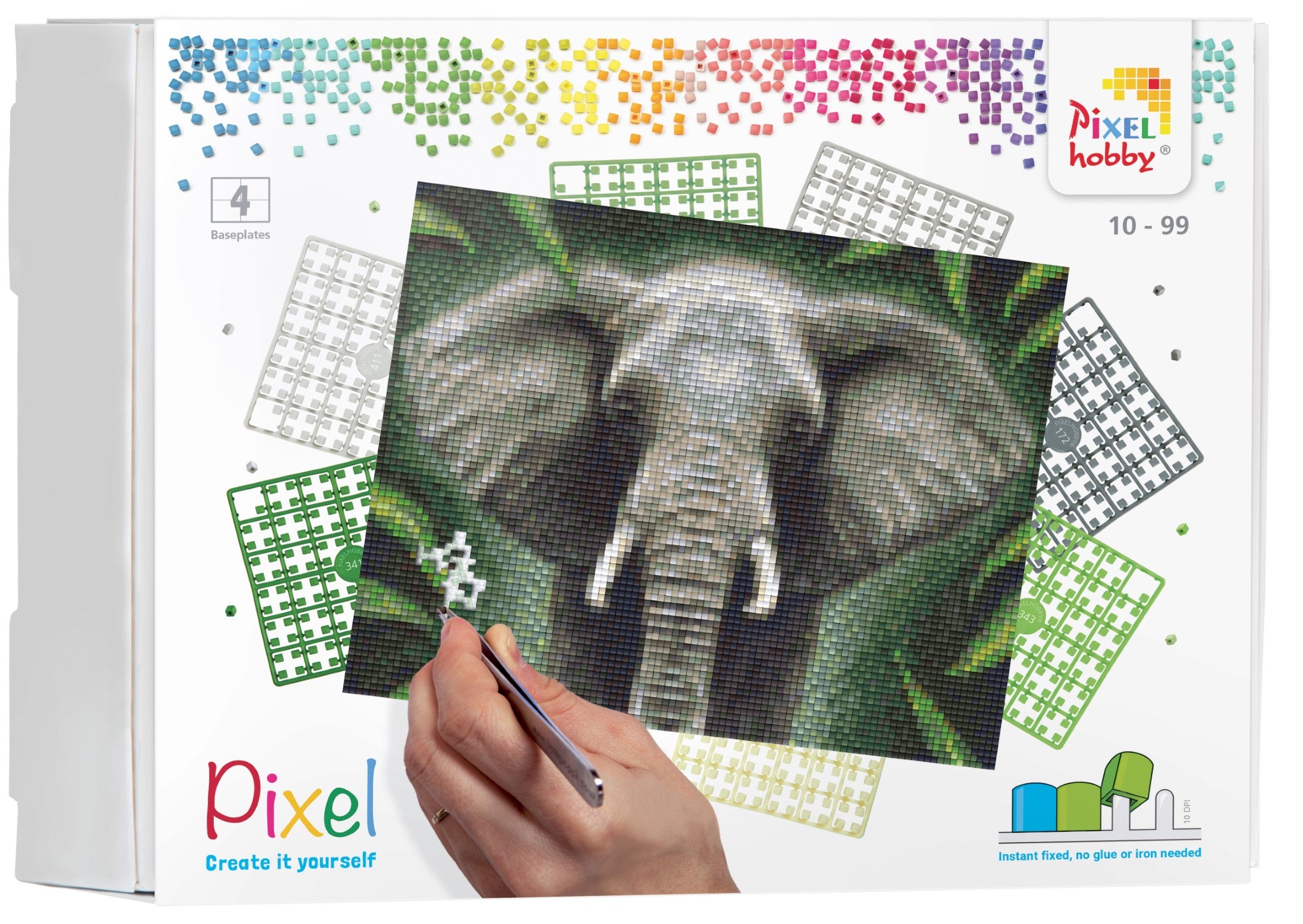 Pixelhobby Set mit 4 Basisplatten - Elefant