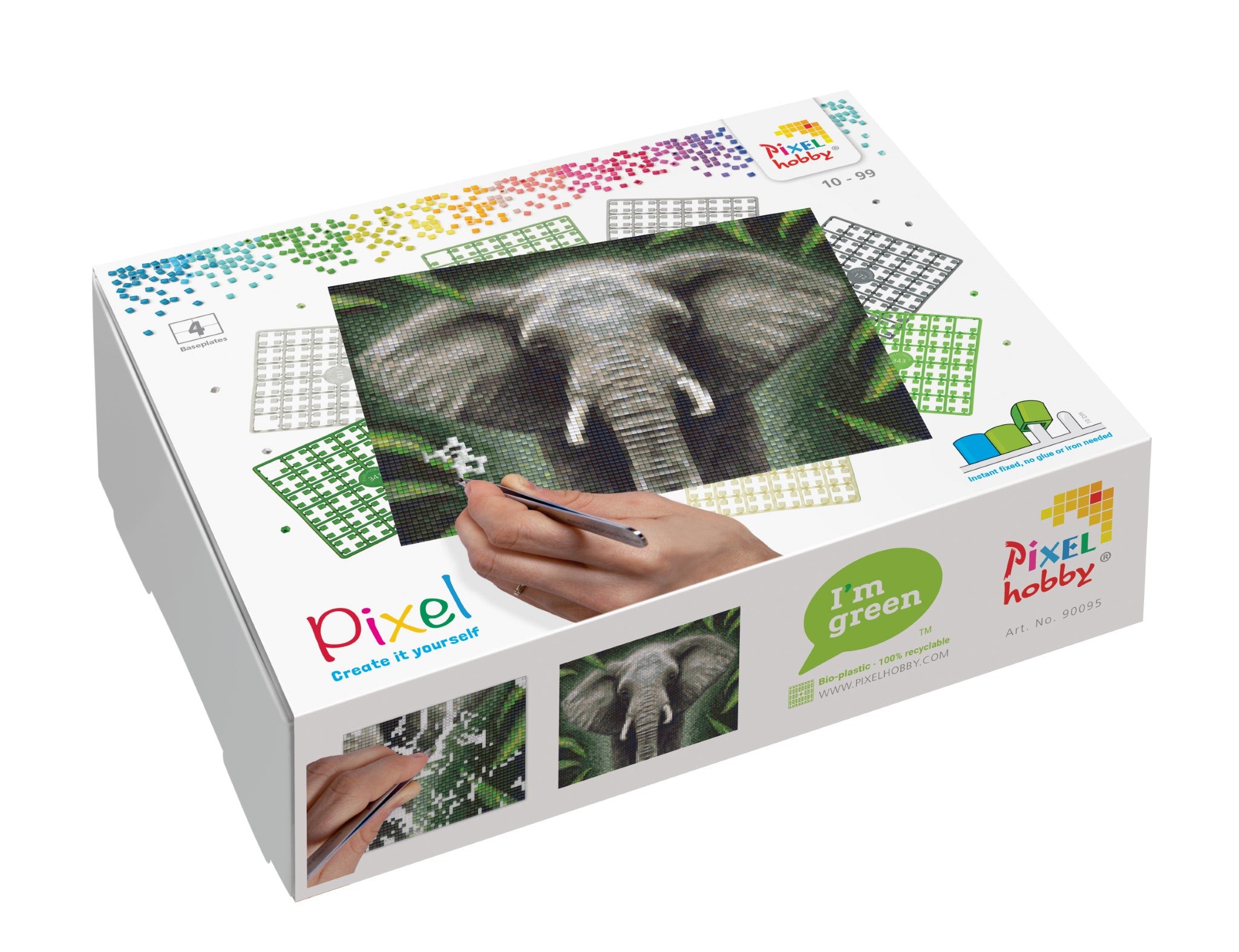 Pixelhobby Set mit 4 Basisplatten - Elefant