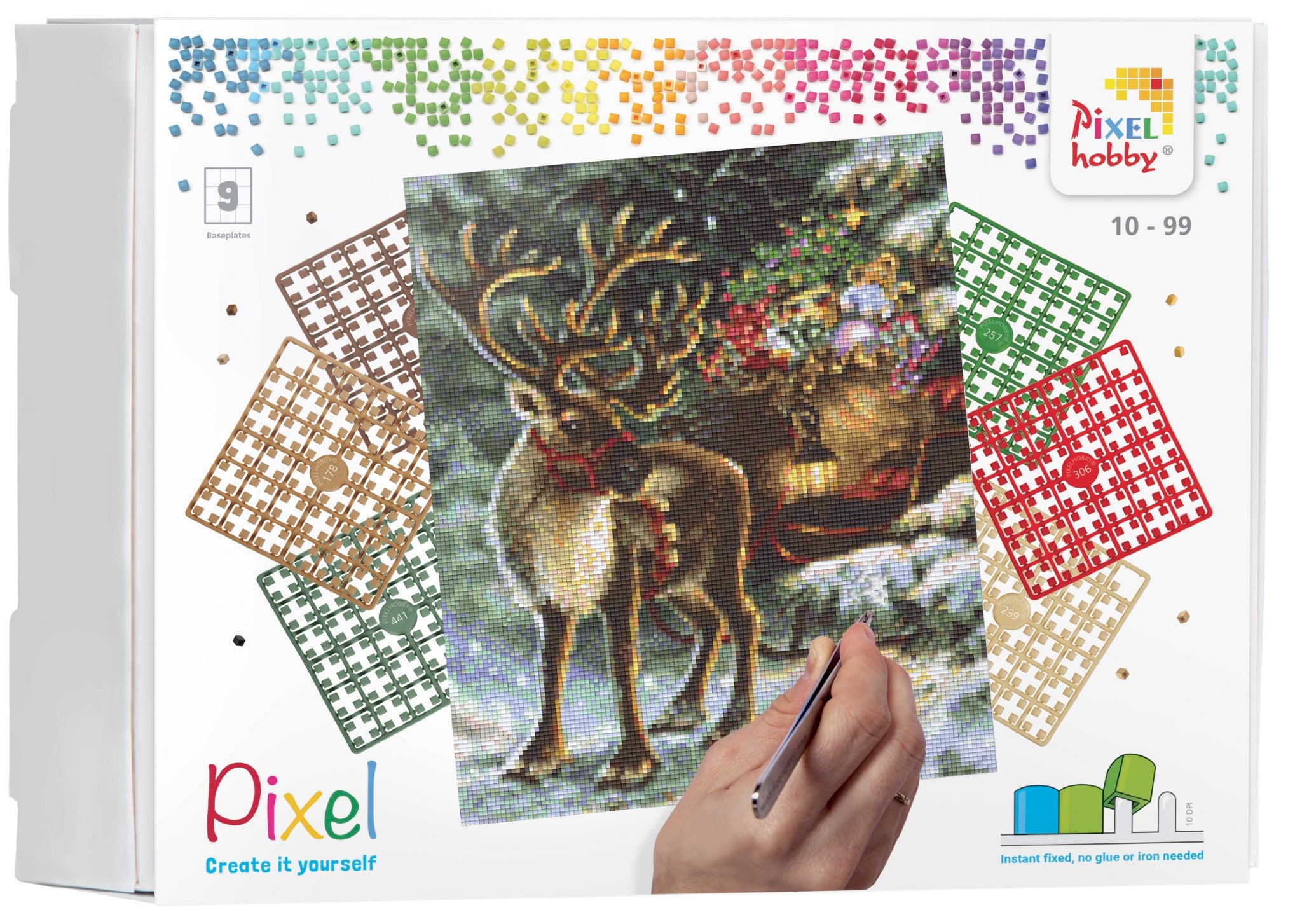 Pixelhobby Set mit 9 Basisplatten - Weihnachtsrentier