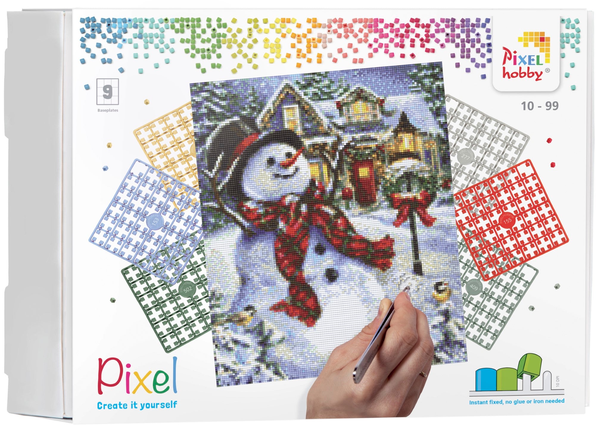 Pixelhobby Set mit 9 Basisplatten - Schneemann