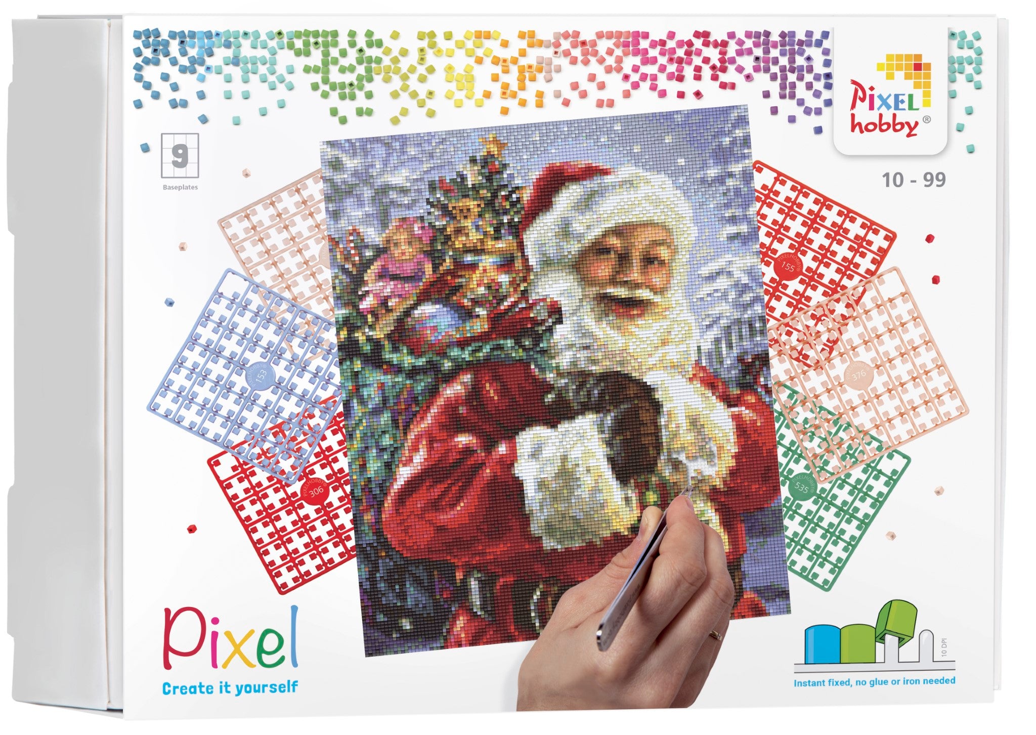 Pixelhobby Set mit 9 Basisplatten - Weihnachtsmann