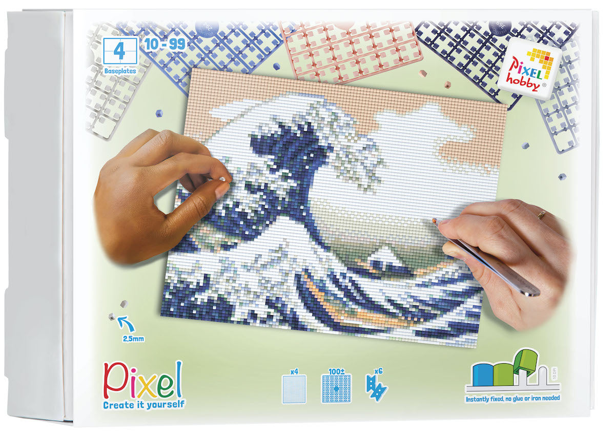 Pixelhobby Set mit 4 Basisplatten - The Great Wave off Kanagawa