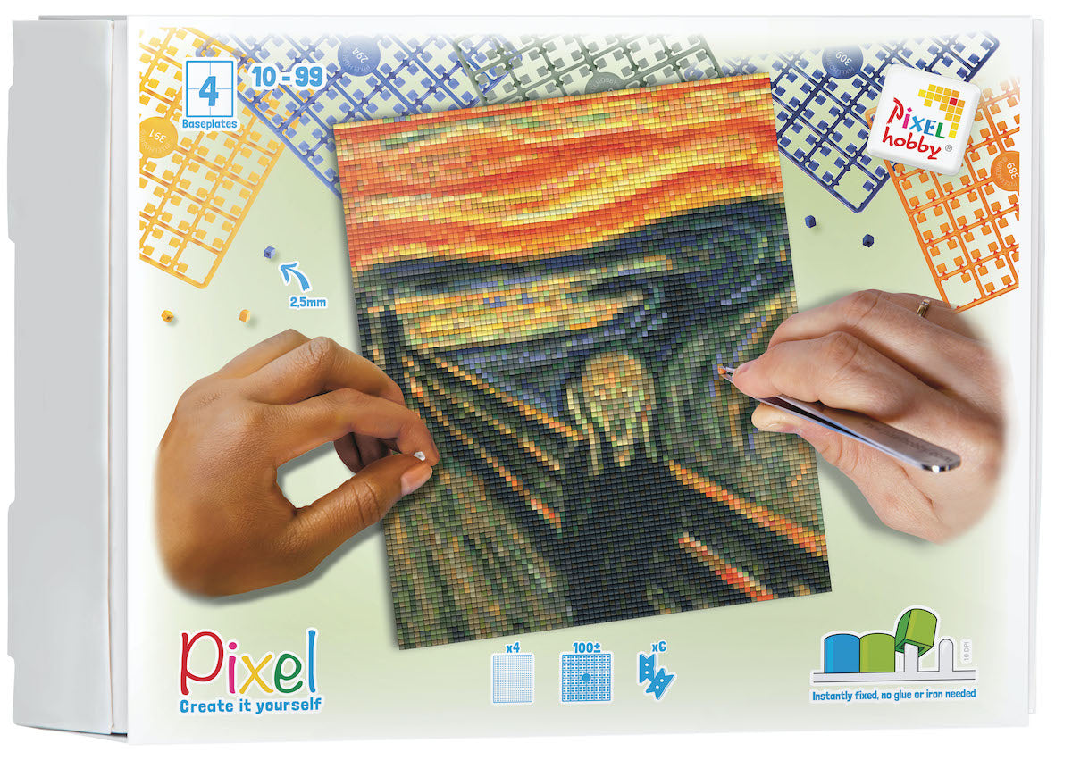 Pixelhobby Set mit 4 Basisplatten - Edvard Munch - Der Schrei