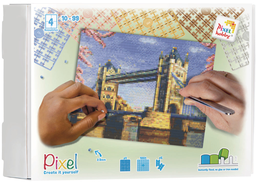 Pixelhobby Set mit 4 Basisplatten - Tower Bridge