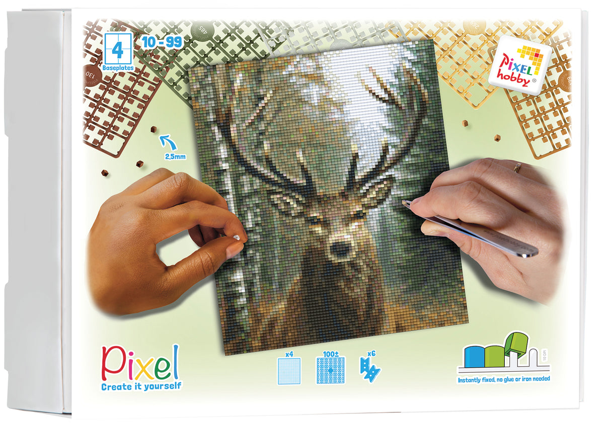 Pixelhobby Set mit 4 Basisplatten - Hirsch