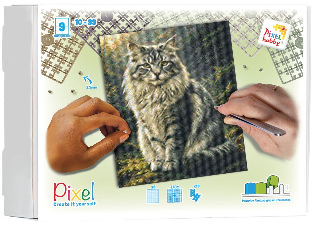 Pixelhobby Set mit 9 Basisplatten - Katze
