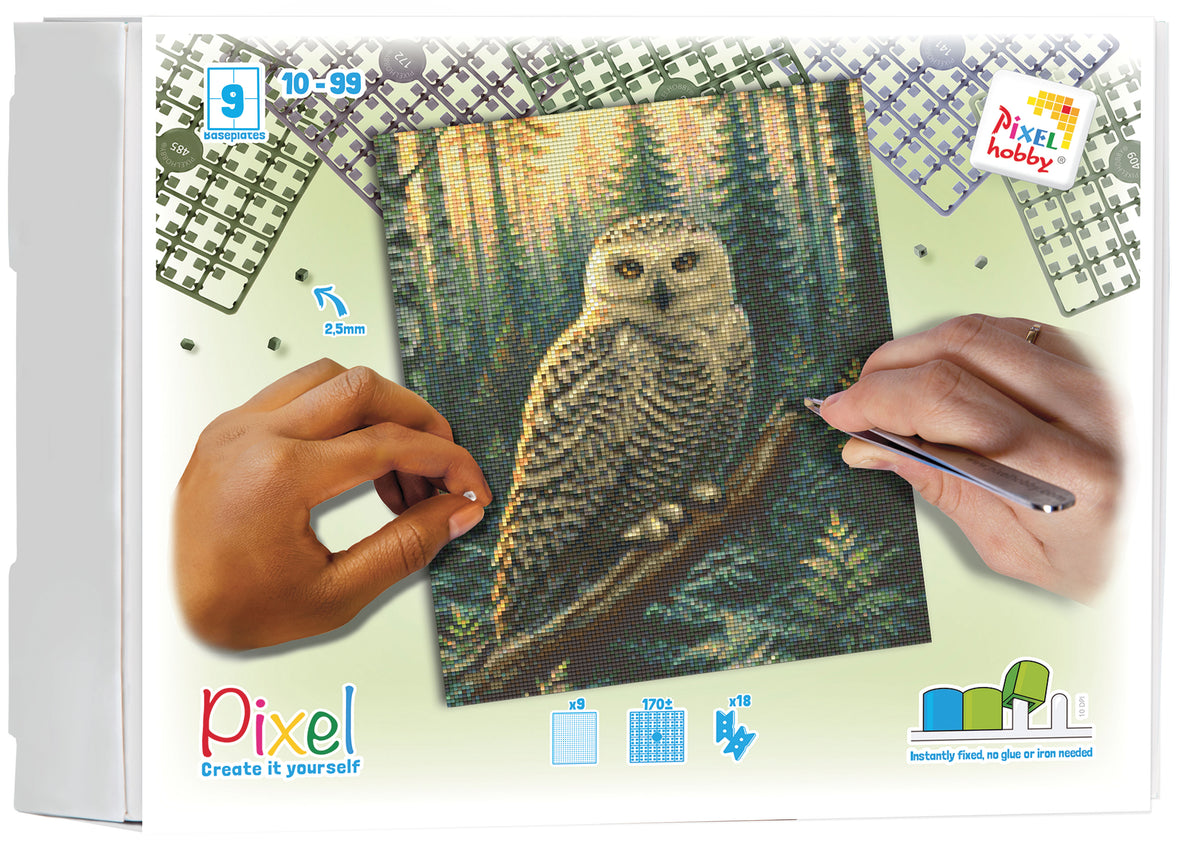 Pixelhobby Set mit 9 Basisplatten - Eule