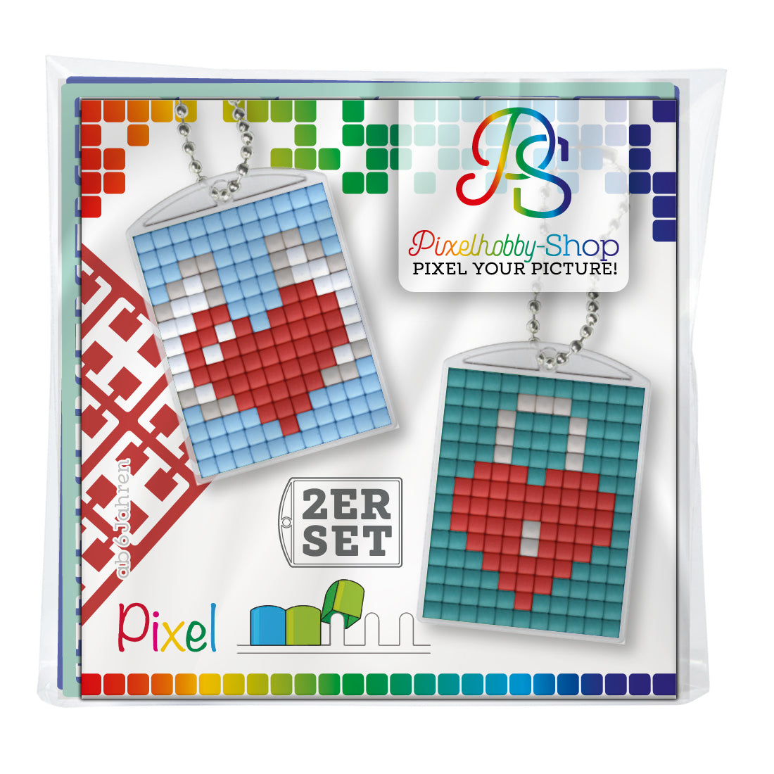 Pixelhobby medallion set of 2 - hearts