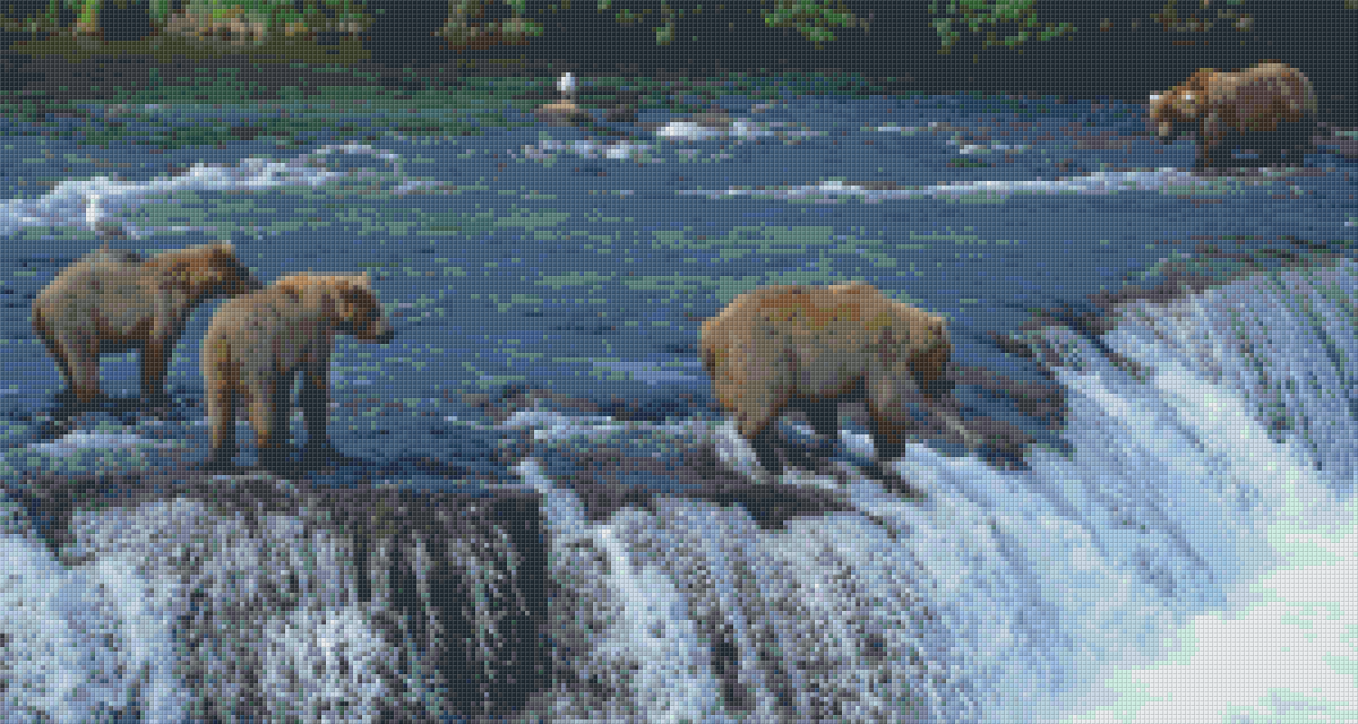 Pixelhobby Klassik Vorlage - Bären fangen Fische