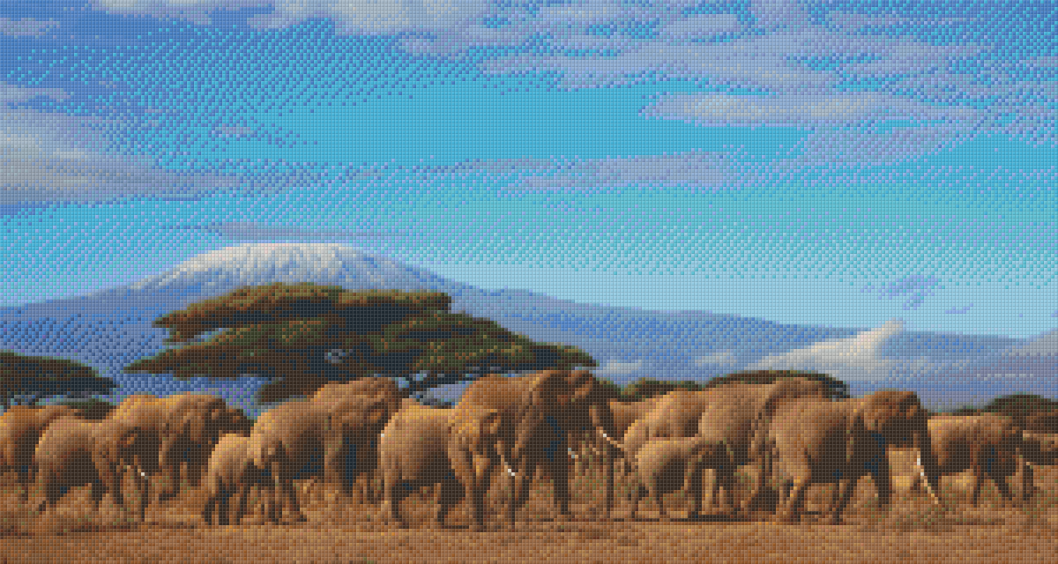 Pixelhobby Klassik Vorlage - Elefantenherde