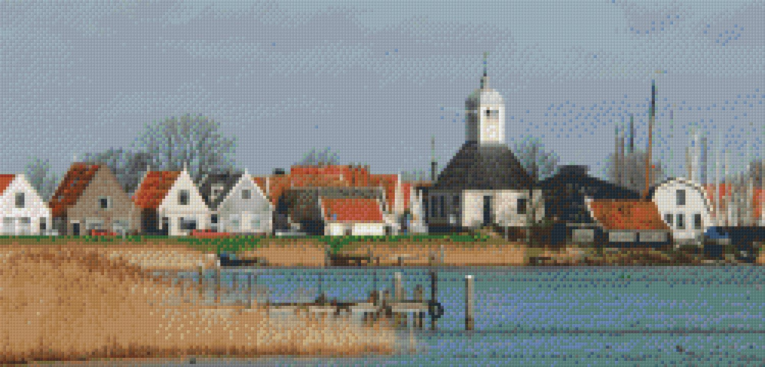 Pixelhobby Klassik Vorlage - Dorf am Wasser