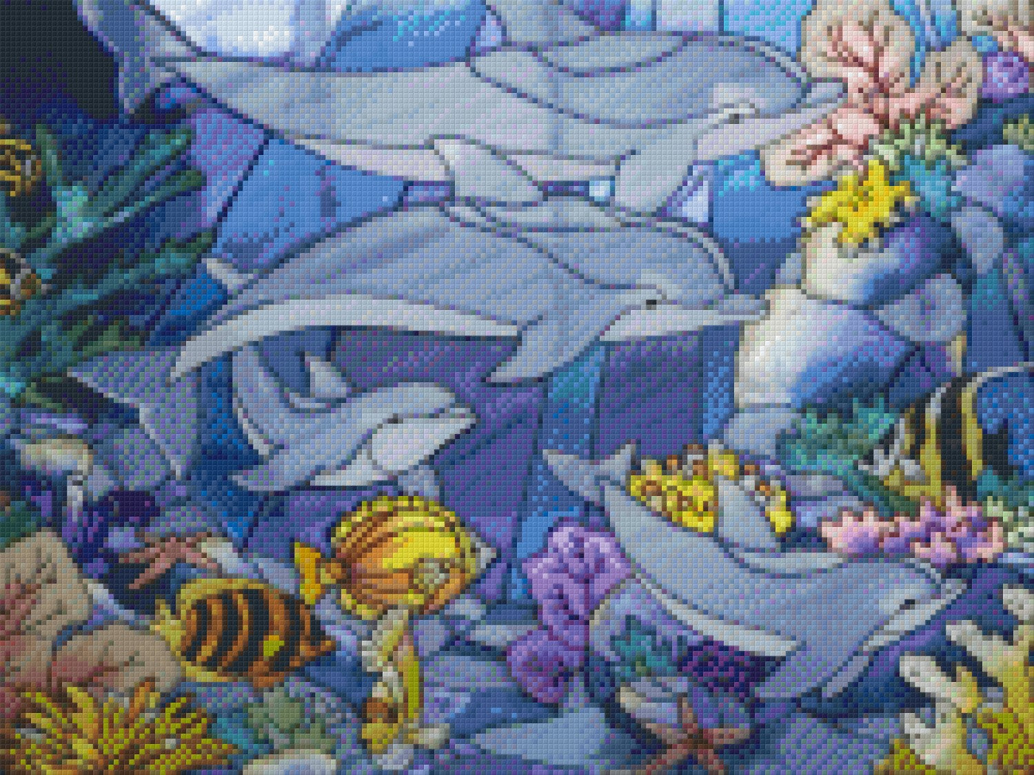 Pixelhobby Klassik Vorlage - Bleifenster Delfine