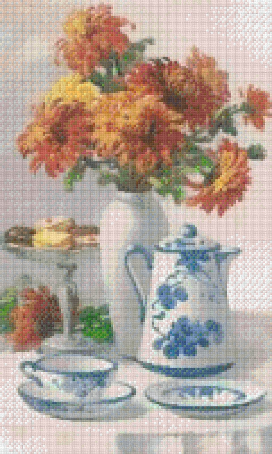 Pixelhobby Klassik Vorlage - Delfter blaue Kanne mit Chrysantemen