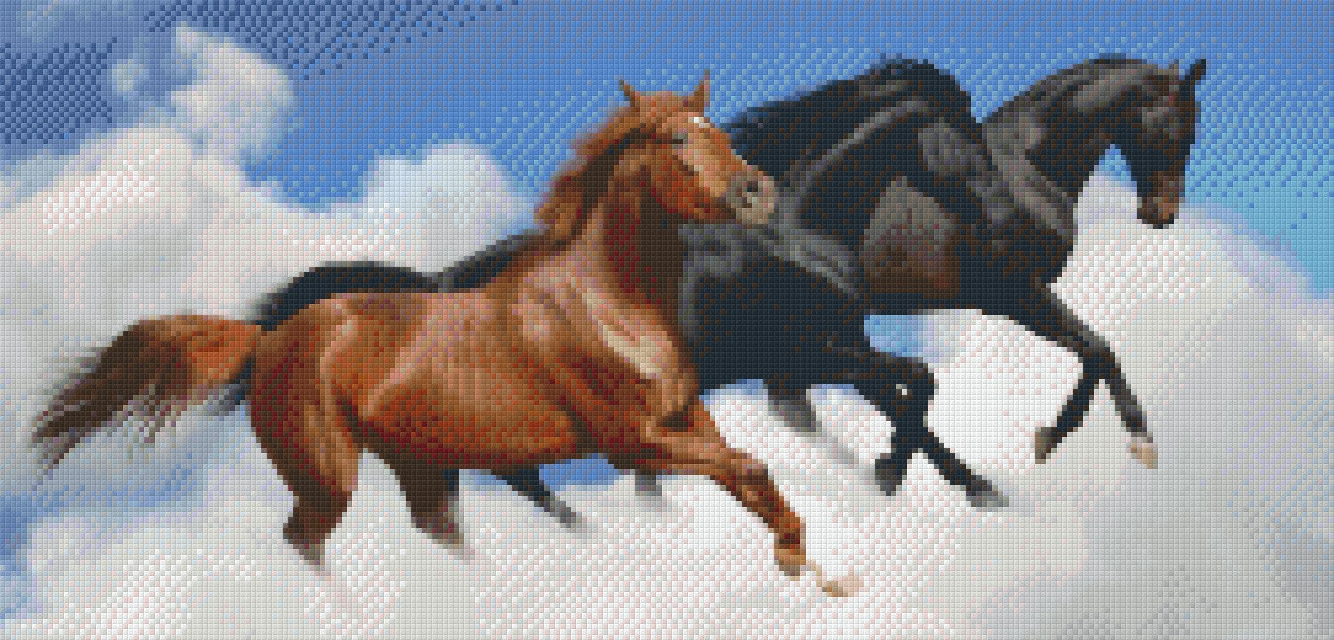 Pixelhobby Klassik Vorlage - Pferde in den Wolken