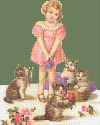 Pixel hobby classic set - girl with kitten