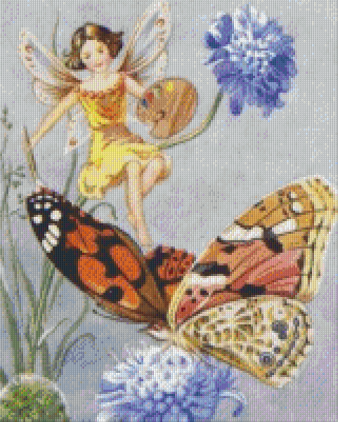 Pixelhobby Klassik Vorlage - Schmetterling mit Maler Fee
