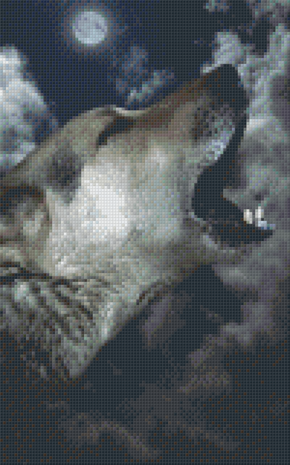 Pixelhobby Klassik Vorlage - Wolf heult in der Nacht