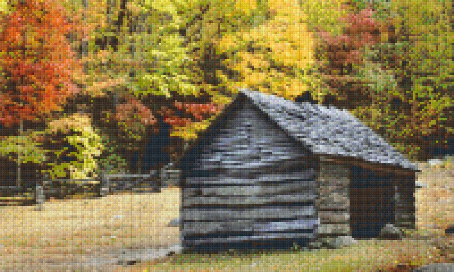Pixelhobby Klassik Vorlage - Hütte im Herbst
