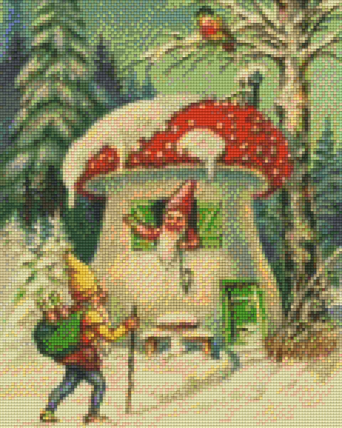 Pixelhobby Klassik Vorlage - Fliegenpilzhaus im Schnee