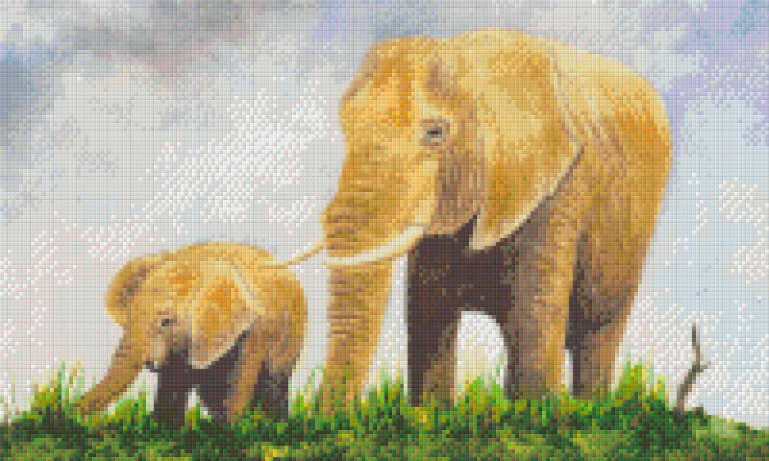 Pixelhobby Klassik Vorlage - Elefanten Mama und Kind