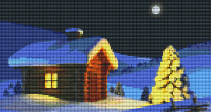 Pixelhobby Klassik Vorlage - Häuschen in einer Winternacht
