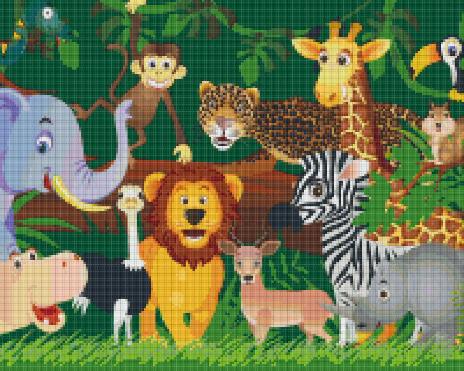 Pixelhobby Klassik Vorlage - Tiere im Dschungel 2