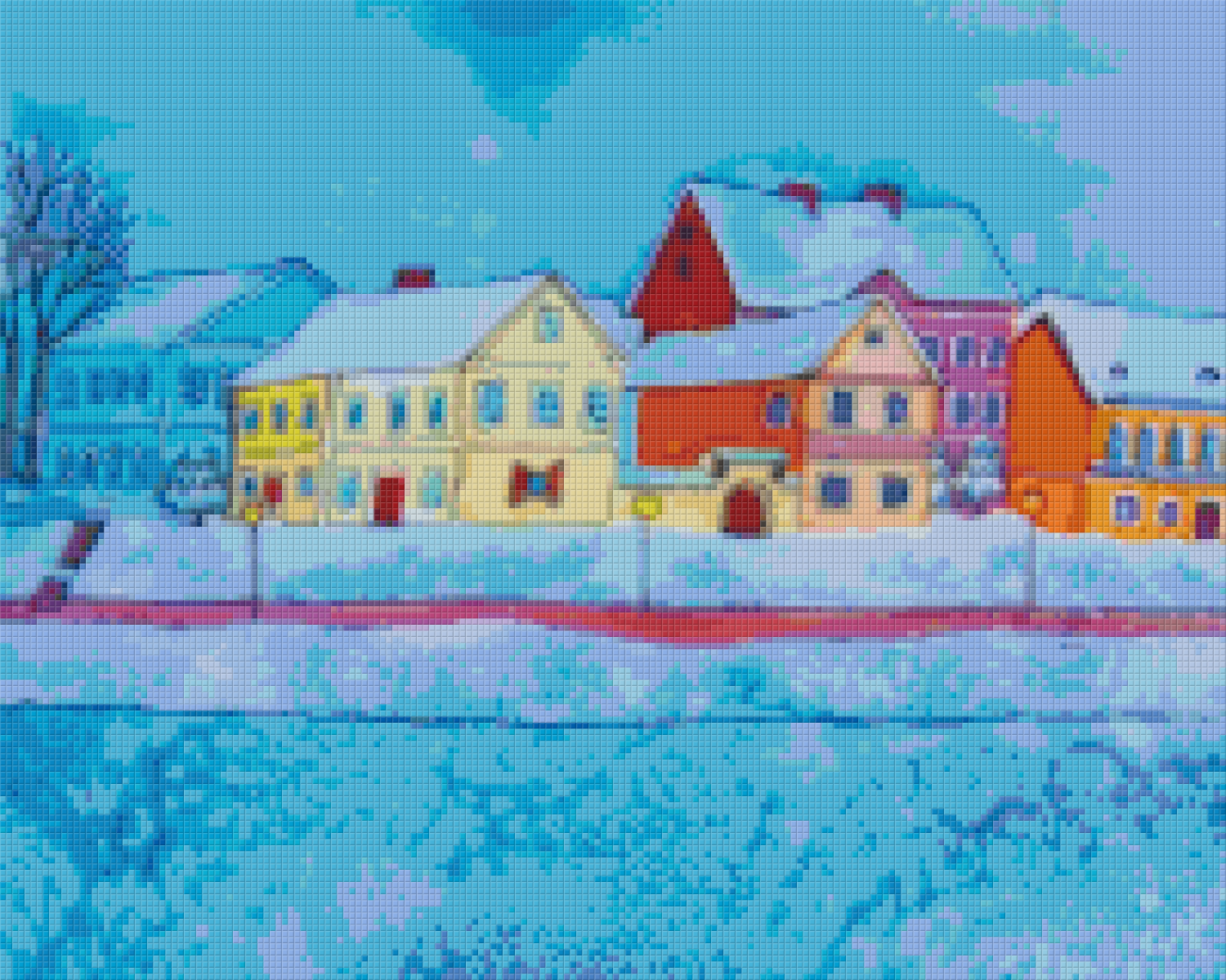 Pixelhobby Klassik Vorlage - Häuser im Schnee