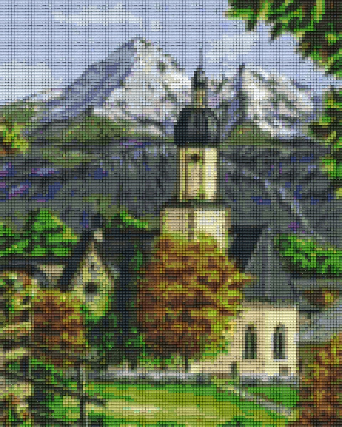 Pixelhobby Klassik Vorlage - Kirche in den Bergen