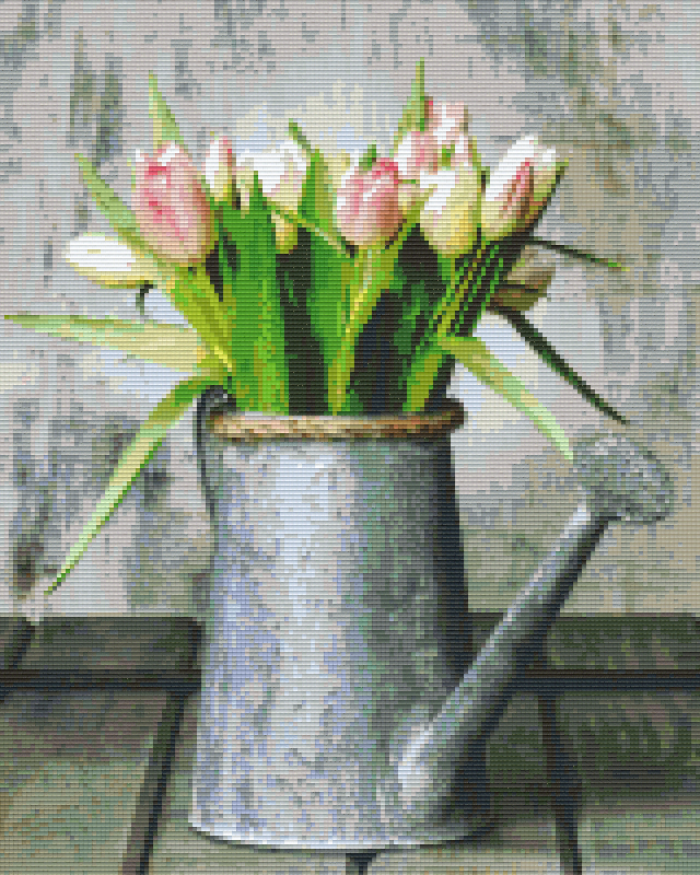 Pixelhobby Klassik Vorlage - Tulpen in der Gieskanne
