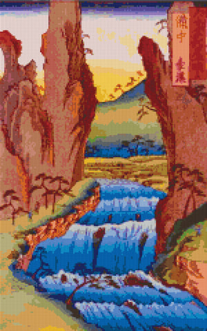 Pixelhobby Klassik Vorlage - Japanischer Wasserfall