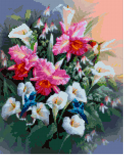 Pixelhobby Klassik Vorlage - Hummingbirds & Lillies