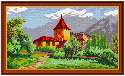 Pixelhobby Klassik Vorlage - Bergfrühling