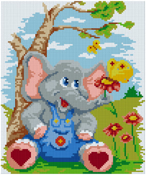 Pixel hobby classic template - little elephant and butterfly
