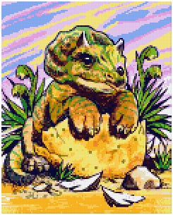Pixelhobby Klassik Vorlage - Dinobaby im Ei