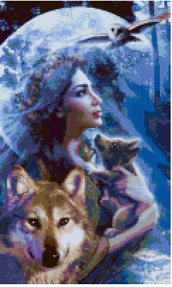 Pixel hobby classic template - Indigunous Woman in blue