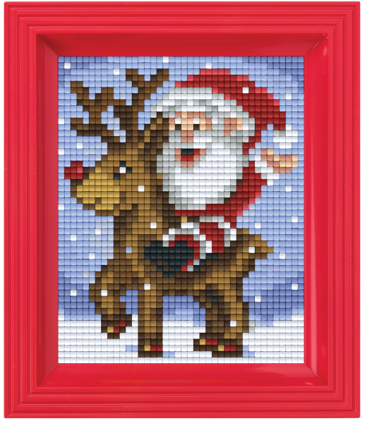 Pixelhobby Klassik Geschenkset - Weihnachtsmann mit Rudolf